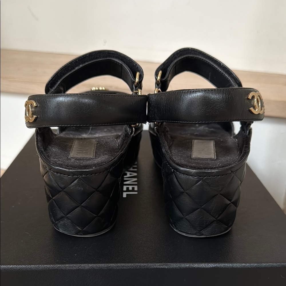 CHANEL Black Chunky Platform Sandals - Picture 4 of 9
